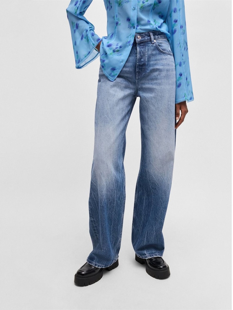 HUGO Blue Relaxed-Fit Faded Denim Jeans - Image 1 of 5