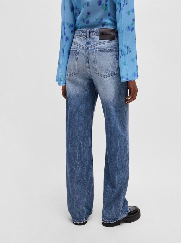 HUGO Blue Relaxed-Fit Faded Denim Jeans - Image 2 of 5