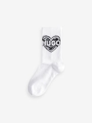 HUGO White Crew Full Trim Socks 3 Pack - Image 2 of 4