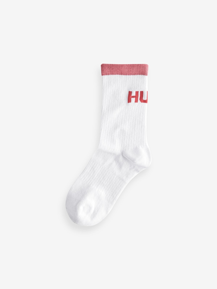 HUGO White Crew Full Trim Socks 3 Pack - Image 3 of 4