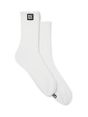 HUGO White Regular Length Frill Cuffs Socks 2 Pack - Image 1 of 3