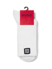 HUGO White Regular Length Frill Cuffs Socks 2 Pack - Image 2 of 3