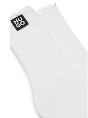 HUGO White Regular Length Frill Cuffs Socks 2 Pack - Image 3 of 3