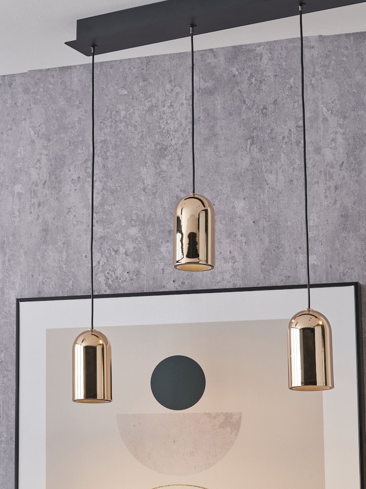Pacific Lifestyle Gold Metal 5 Drop LED Pendant Ceiling Light - Image 2 of 6