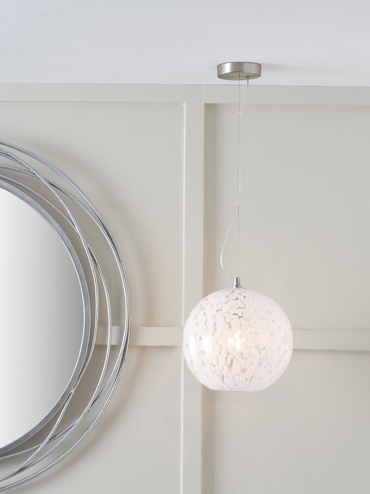 Pacific Lifestyle White Speckled Glass Pendant Ceiling Light - Image 1 of 6