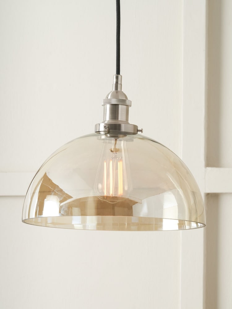 Pacific Lifestyle Natural Metal and Lustre Glass Dome Pendant Ceiling Light - Image 2 of 6