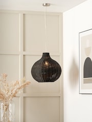 Pacific Lifestyle Black Rattan Pendant Ceiling Light - Image 1 of 6