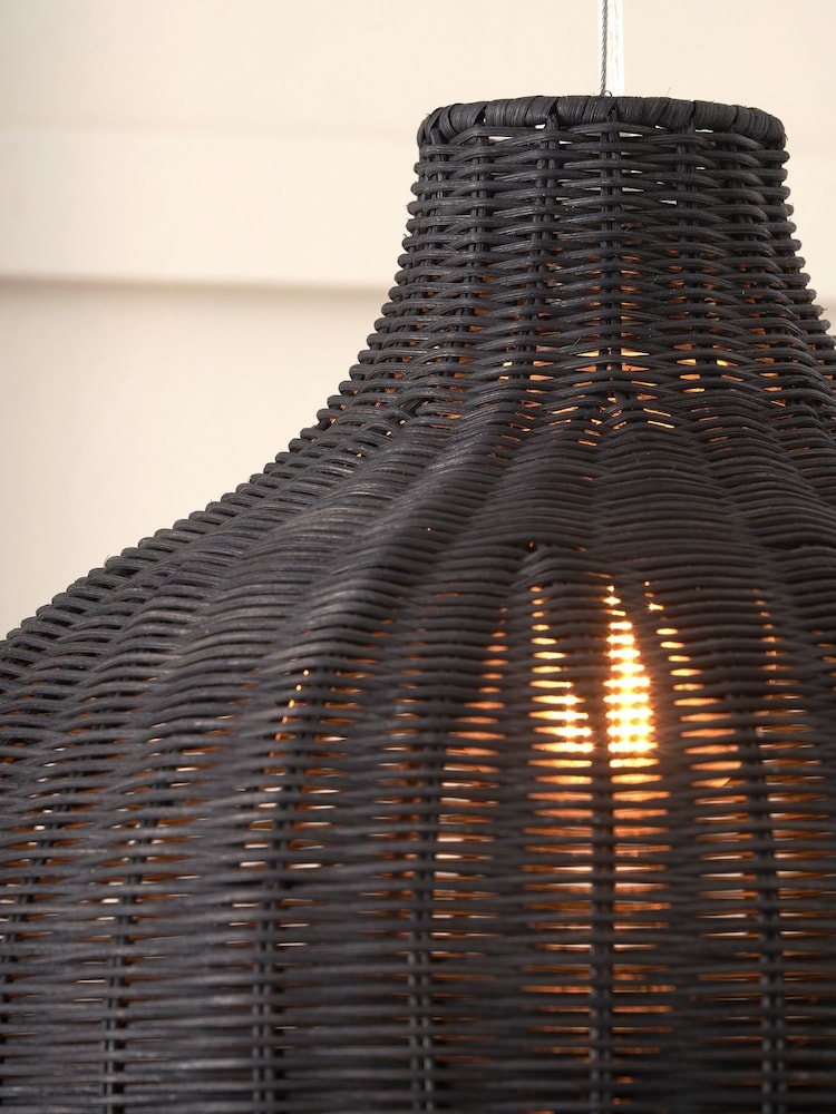 Pacific Lifestyle Black Rattan Pendant Ceiling Light - Image 2 of 6