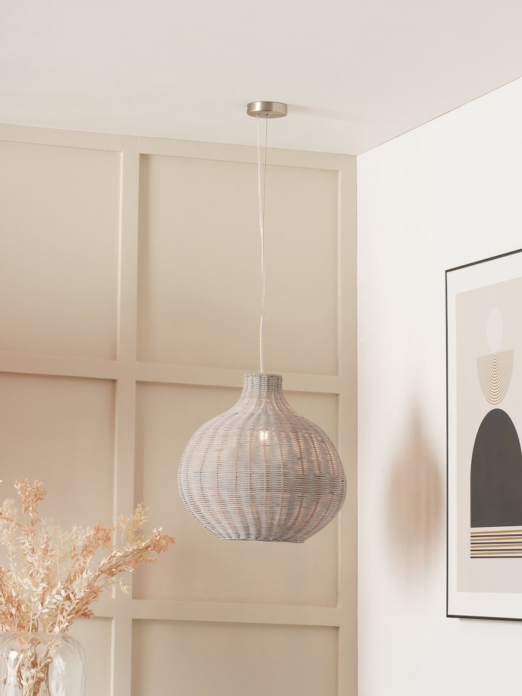 Pacific Lifestyle Grey Rattan Pendant Ceiling Light - Image 1 of 5