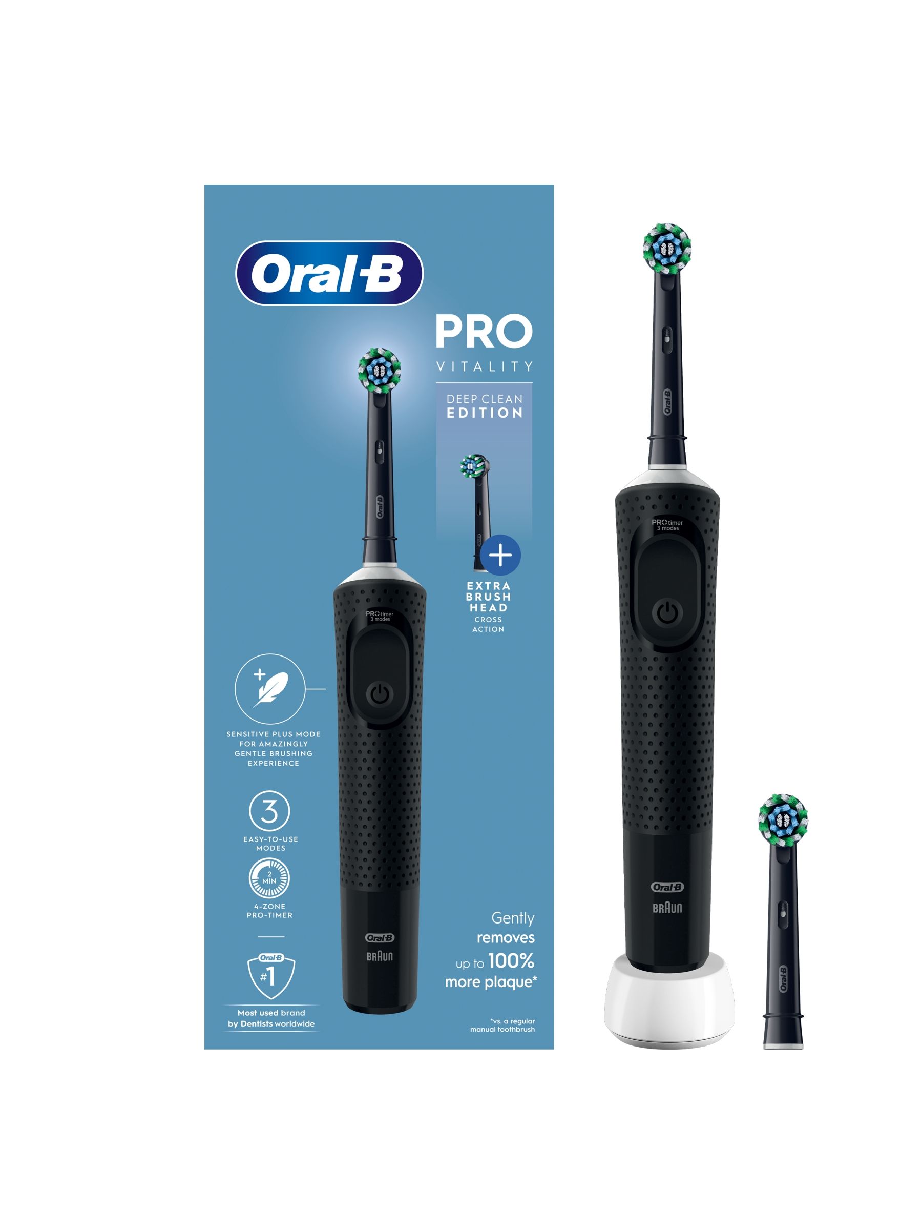 Oral-B: Vitality Pro Deep Clean Edition. Black. One brush head. Box opened/worn. - Image 27