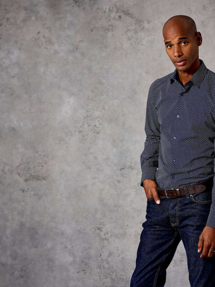 Navy Blue Circles - Skopes Tailored Fit Party Shirt - Imagen 1 de 3