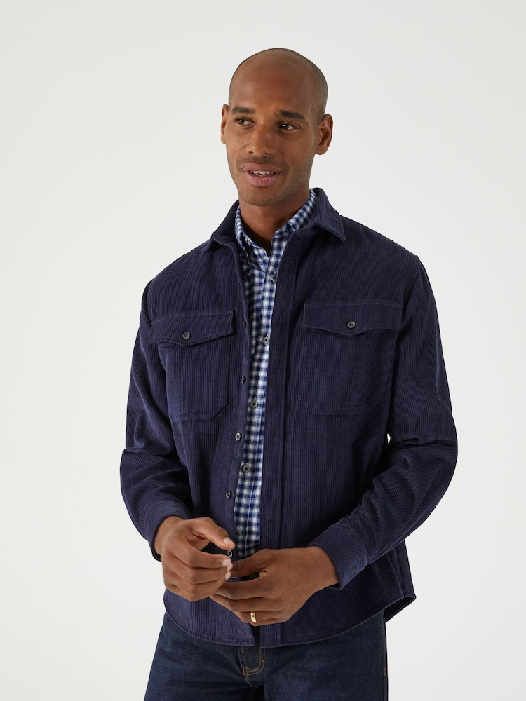 Skopes Blue Regular Fit Casual Corduroy Overshirt - Image 1 of 6