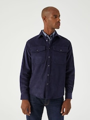 Skopes Blue Regular Fit Casual Corduroy Overshirt - Image 3 of 6