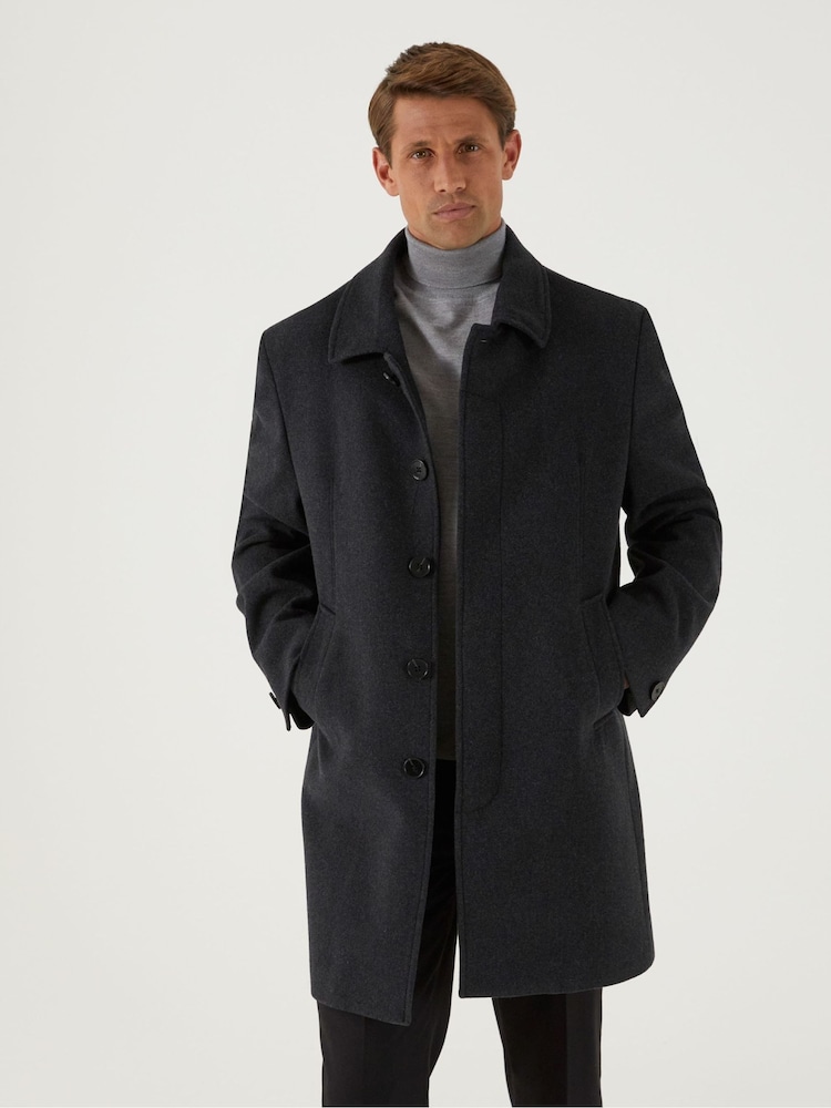 Skopes Charcoal Grey Tailored Fit Aldgate Overcoat - Image 1 of 6