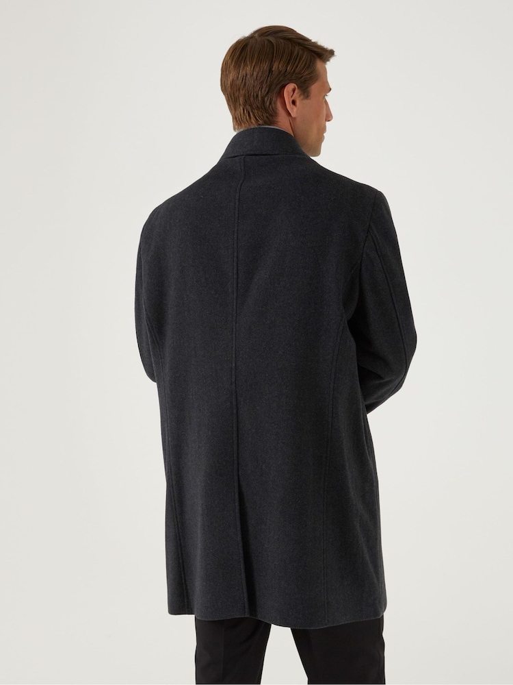 Skopes Charcoal Grey Tailored Fit Aldgate Overcoat - Image 2 of 6