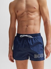 BOSS Navy Mooneye Logo Swim Shorts - Image 1 of 7
