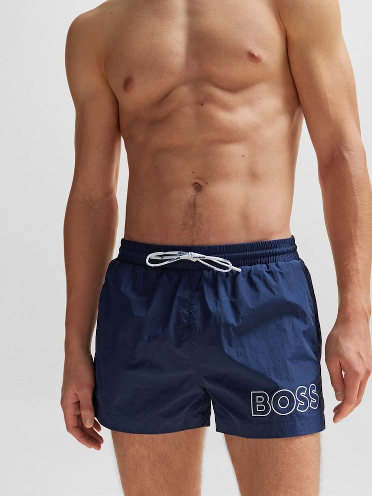 BOSS Navy Mooneye Logo Swim Shorts - Image 1 of 7