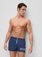 BOSS Navy Mooneye Logo Swim Shorts - Image 3 of 7