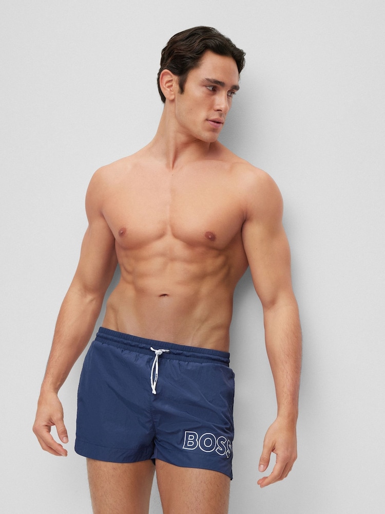 BOSS Navy Mooneye Logo Swim Shorts - Image 3 of 7