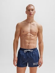 BOSS Navy Mooneye Logo Swim Shorts - Image 6 of 7