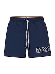 BOSS Navy Mooneye Logo Swim Shorts - Image 7 of 7