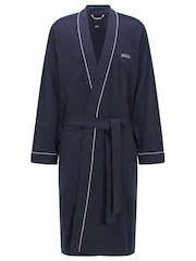 BOSS Dark Blue Logo Embroidered 100% Cotton Jersey Robe Dressing Gown - Image 4 of 4