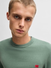 Зеленый хаки - HUGO Knitted 100% Cotton Sweater - Image 2 of 4