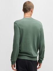 Зеленый хаки - HUGO Knitted 100% Cotton Sweater - Image 3 of 4