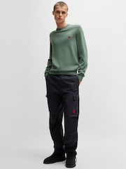 Зеленый хаки - HUGO Knitted 100% Cotton Sweater - Image 4 of 4