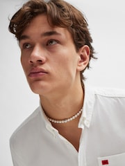 HUGO White Button Down Oxford Shirt - Image 4 of 4