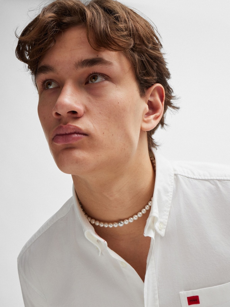 HUGO White Button Down Oxford Shirt - Image 4 of 4