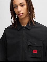 HUGO Black Cotton Zip-Up Overshirt - Image 3 of 6