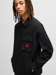 HUGO Black Cotton Zip-Up Overshirt - Image 4 of 6