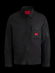 HUGO Black Cotton Zip-Up Overshirt - Image 6 of 6
