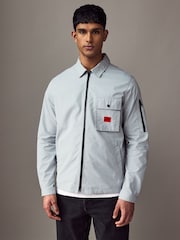HUGO Blue Cotton Zip-Up Overshirt - Image 1 of 5
