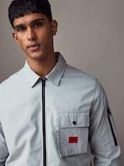 HUGO Blue Cotton Zip-Up Overshirt - Image 3 of 5