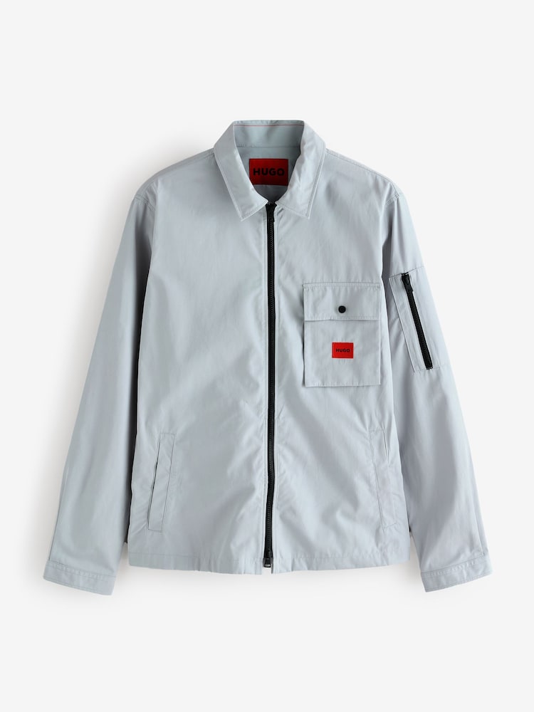 HUGO Blue Cotton Zip-Up Overshirt - Image 5 of 5