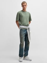 HUGO Khaki Green Relaxed Fit 100% Cotton T-Shirt With Logo Print - Image 3 of 9