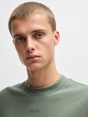 HUGO Khaki Green Relaxed Fit 100% Cotton T-Shirt With Logo Print - Image 4 of 9