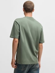 HUGO Khaki Green Relaxed Fit 100% Cotton T-Shirt With Logo Print - Image 6 of 9