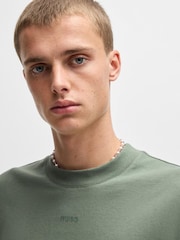 HUGO Khaki Green Relaxed Fit 100% Cotton T-Shirt With Logo Print - Image 8 of 9