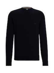 BOSS Dark Blue Pacas Embroidered Logo 100% Cotton Jumper - Image 5 of 5