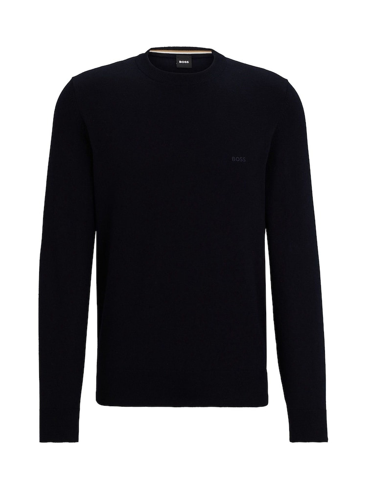 BOSS Dark Blue Pacas Embroidered Logo 100% Cotton Jumper - Image 5 of 5 BOSS Dark Blue Pacas Embroidered Logo 100% Cotton Jumper - Image 5 of 5