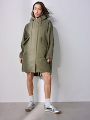 Khaki Green Parka 100% Cotton Coat - Image 2 of 8