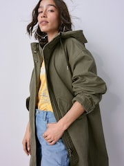 Khaki Green Parka 100% Cotton Coat - Image 3 of 8