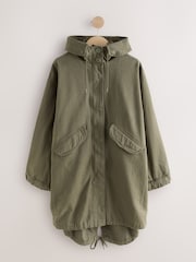 Khaki Green Parka 100% Cotton Coat - Image 6 of 8