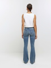 River Island Blue High Waisted Tummy Hold Flare Jeans - Image 3 of 6