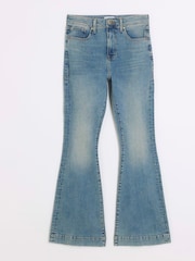 River Island Blue High Waisted Tummy Hold Flare Jeans - Image 5 of 6