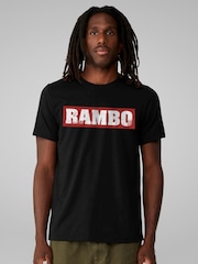 All + Every Black Rambo Classic Logo Mens 100% Cotton T-Shirt - Image 1 of 3