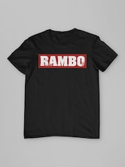 All + Every Black Rambo Classic Logo Mens 100% Cotton T-Shirt - Image 3 of 3